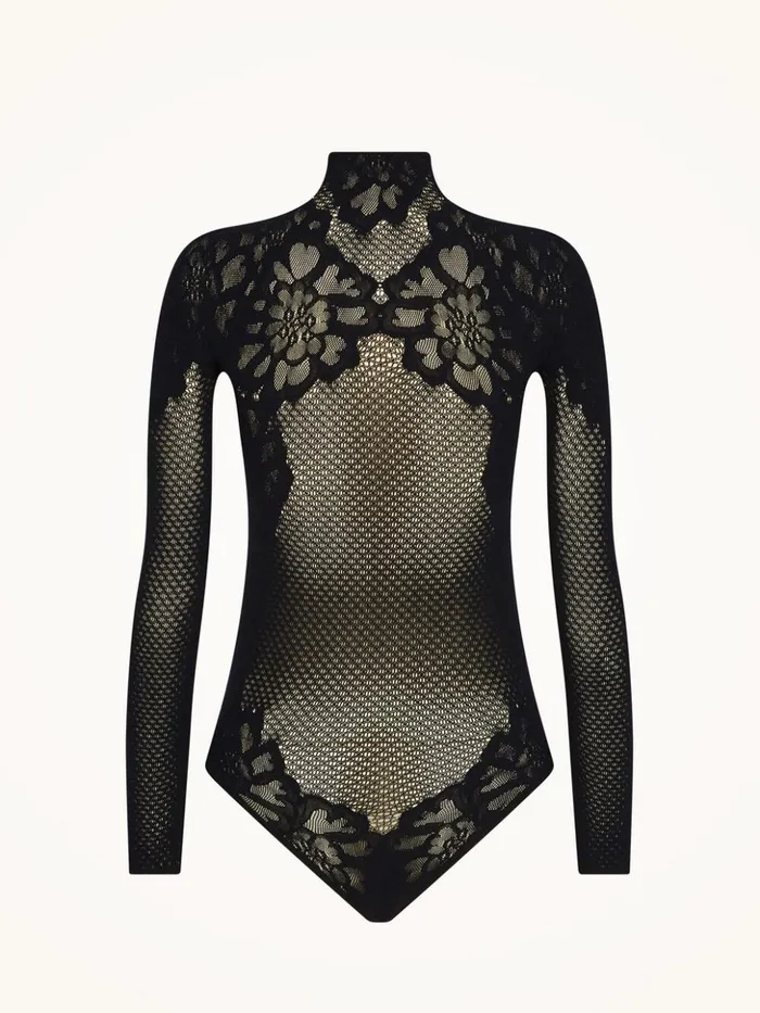 Wolford Lace Tattoo Body Black Women Longsleeve Bodies