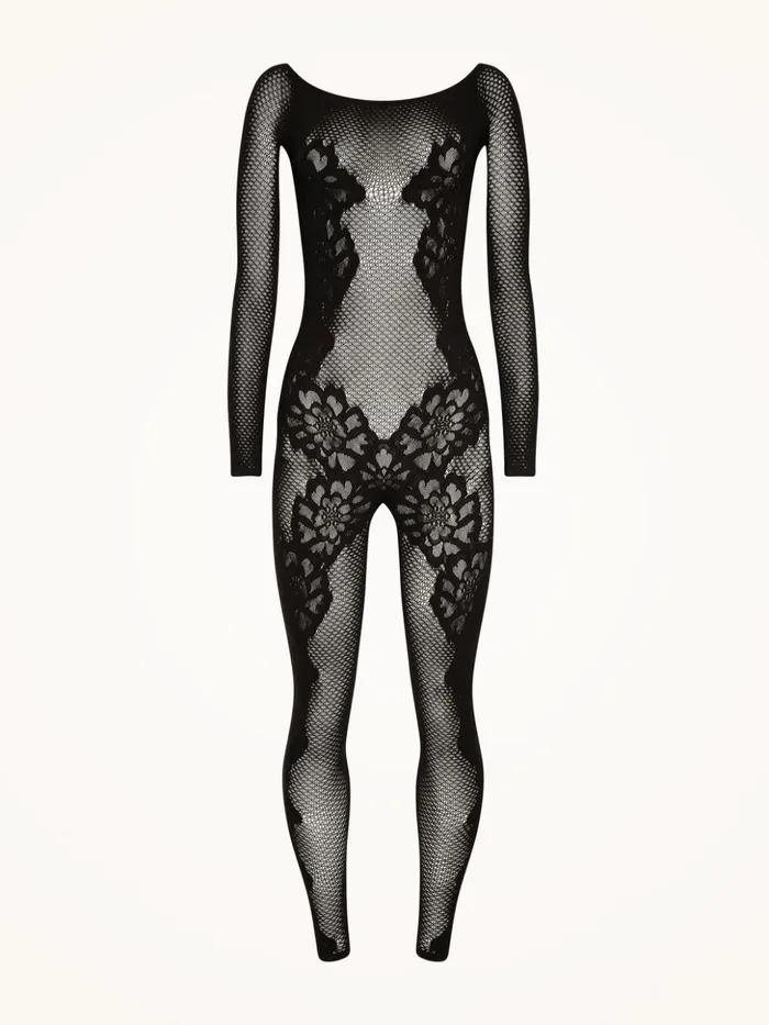 Wolford Lace Tattoo Jumpsuit Black Women Trousers and Jumpsuits