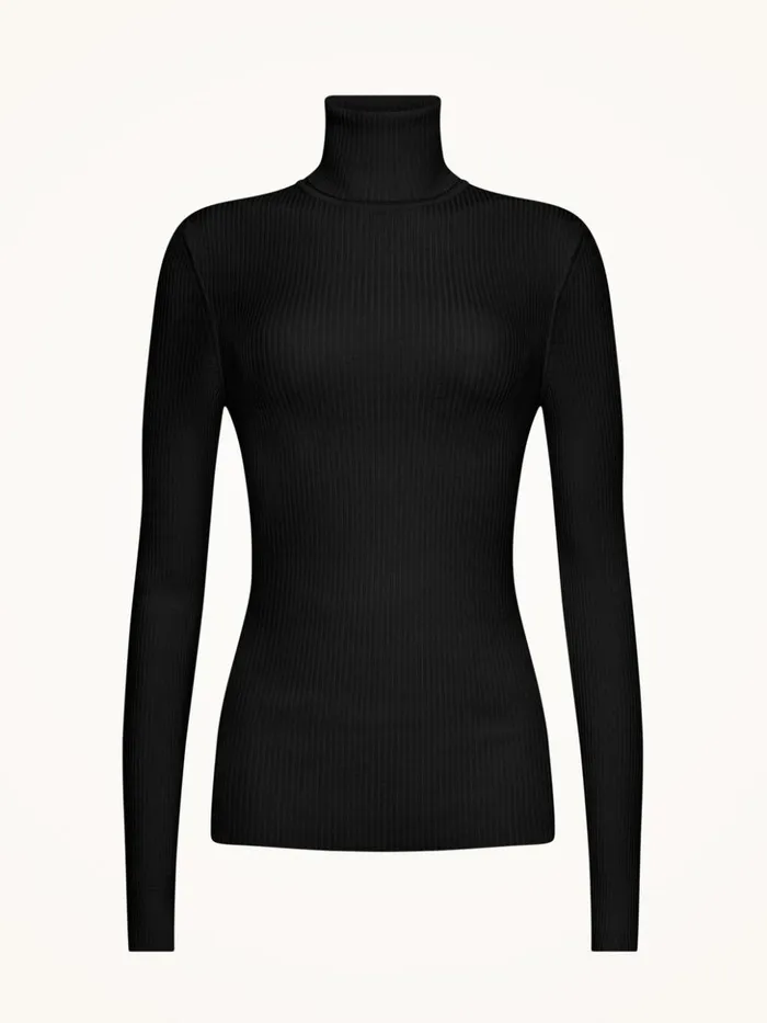 Wolford Merino Fine Rib Top Long Sleeve Graphit Women Longsleeved Tops