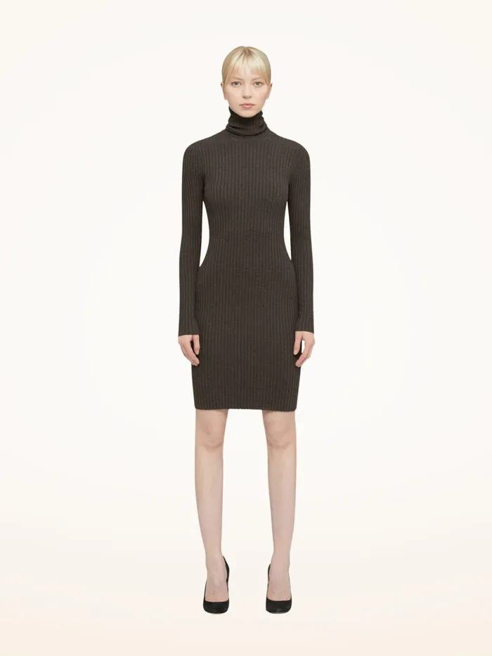 Wolford Merino Rib Dress Umber Women Dresses and Skirts