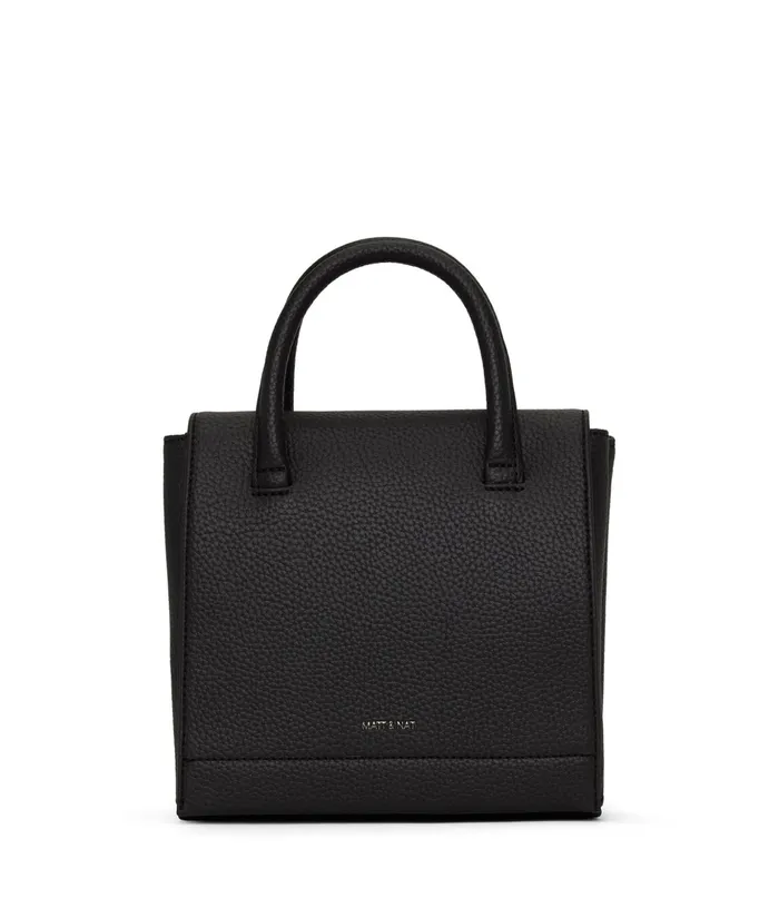 Women Adelsm Small Vegan Satchel 8211 Purity Black Matt and Nat Crossbody