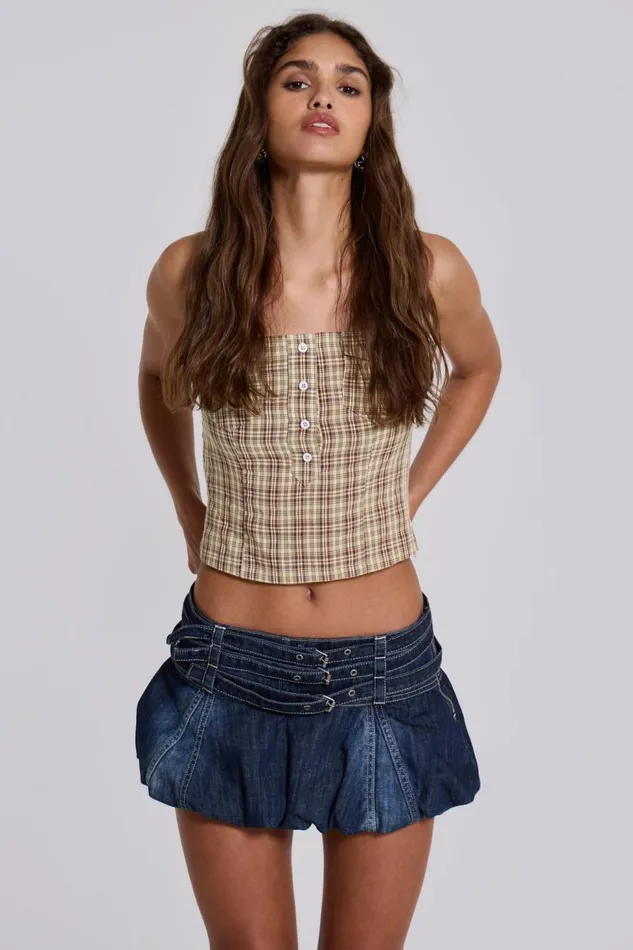 Women Alana Denim Puffball Micro Skirt Jaded London Denim Skirts