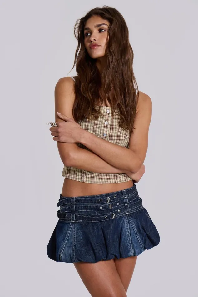 Women Alana Denim Puffball Micro Skirt Jaded London Denim Skirts