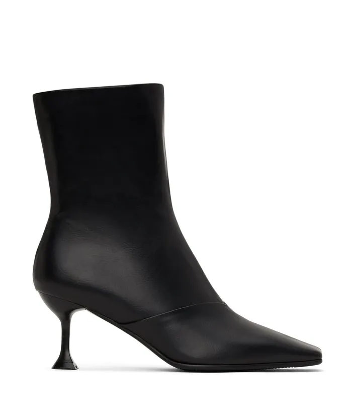 Women Amour Vegan High Heel Boots Black Matt and Nat Heels