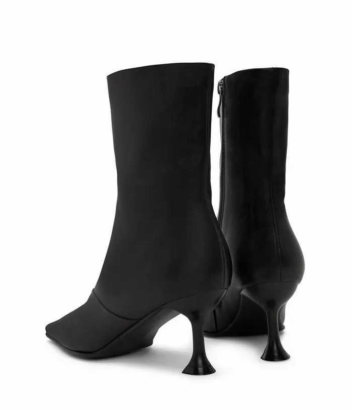 Women Amour Vegan High Heel Boots Black Matt and Nat Heels