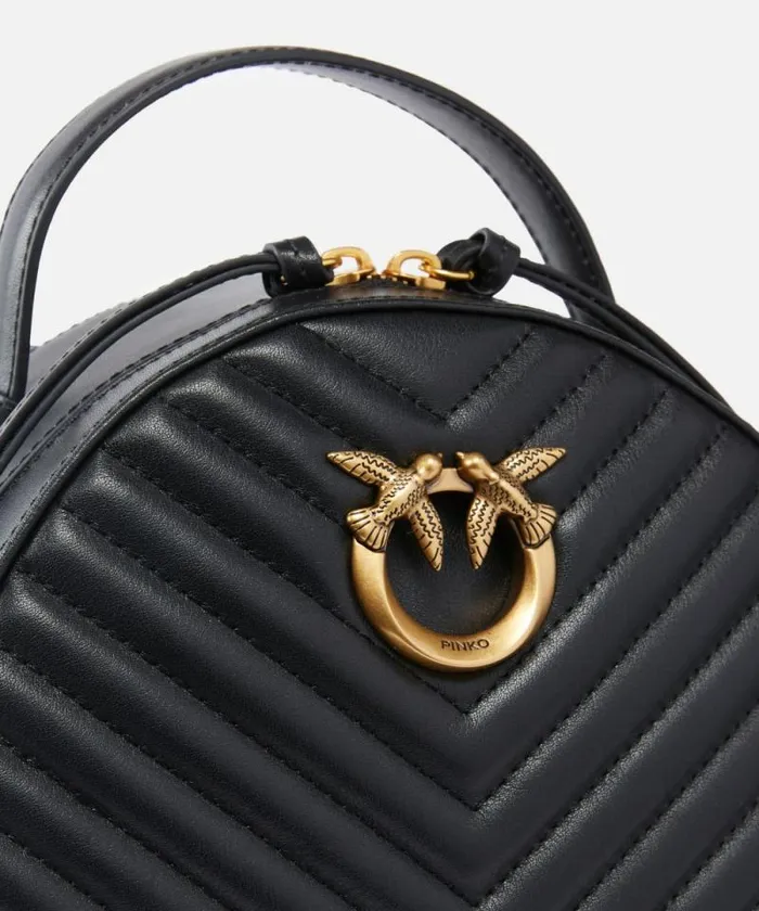 Women Backpacks Pinko Love Backpack Blackantique Gold Women Backpacks Pinko Love Backpack Blackantique Gold