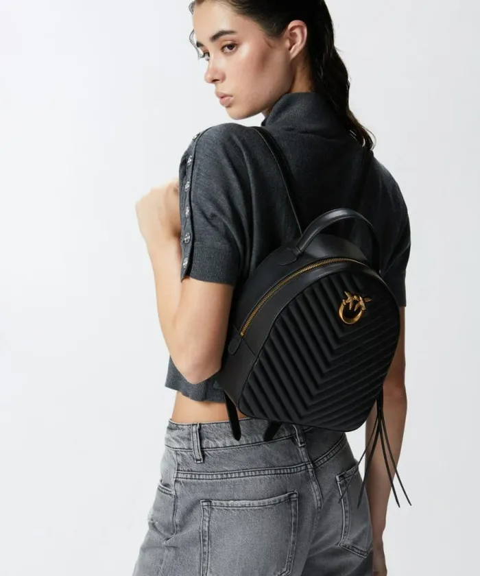 Women Backpacks Pinko Love Backpack Blackantique Gold Women Backpacks Pinko Love Backpack Blackantique Gold