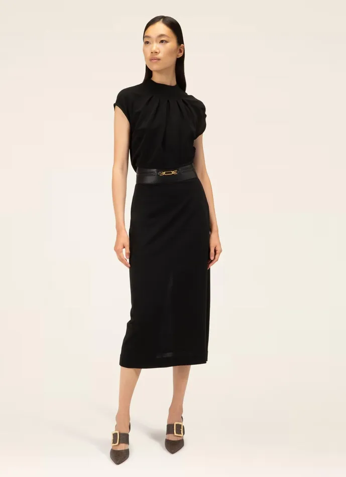 Women Bally Dresses And Skirts Belted Midi Dress 8211 Viscose Mix Dress In Black