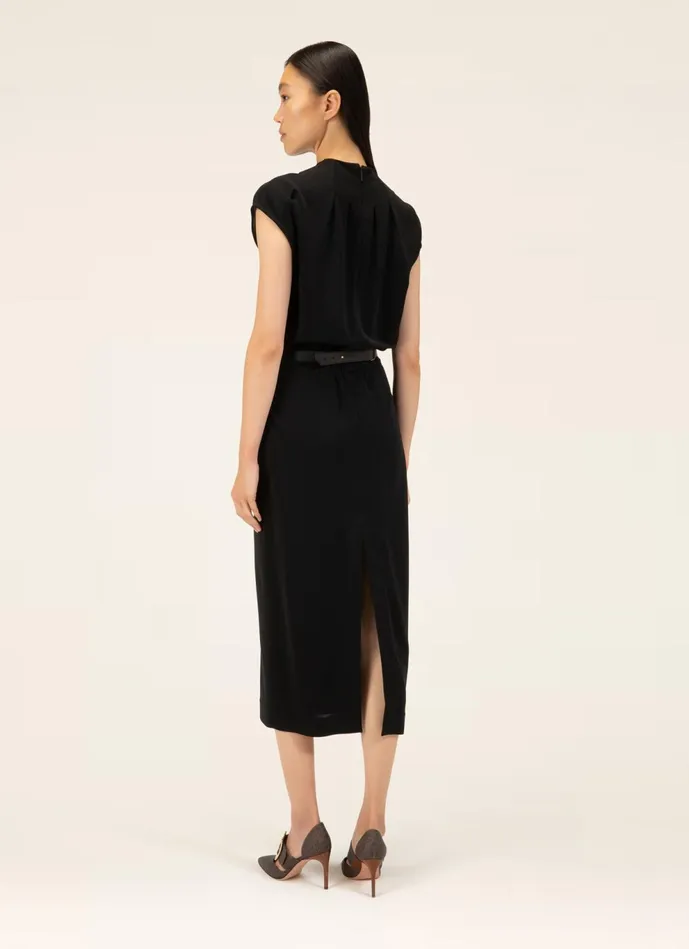 Women Bally Dresses And Skirts Belted Midi Dress 8211 Viscose Mix Dress In Black