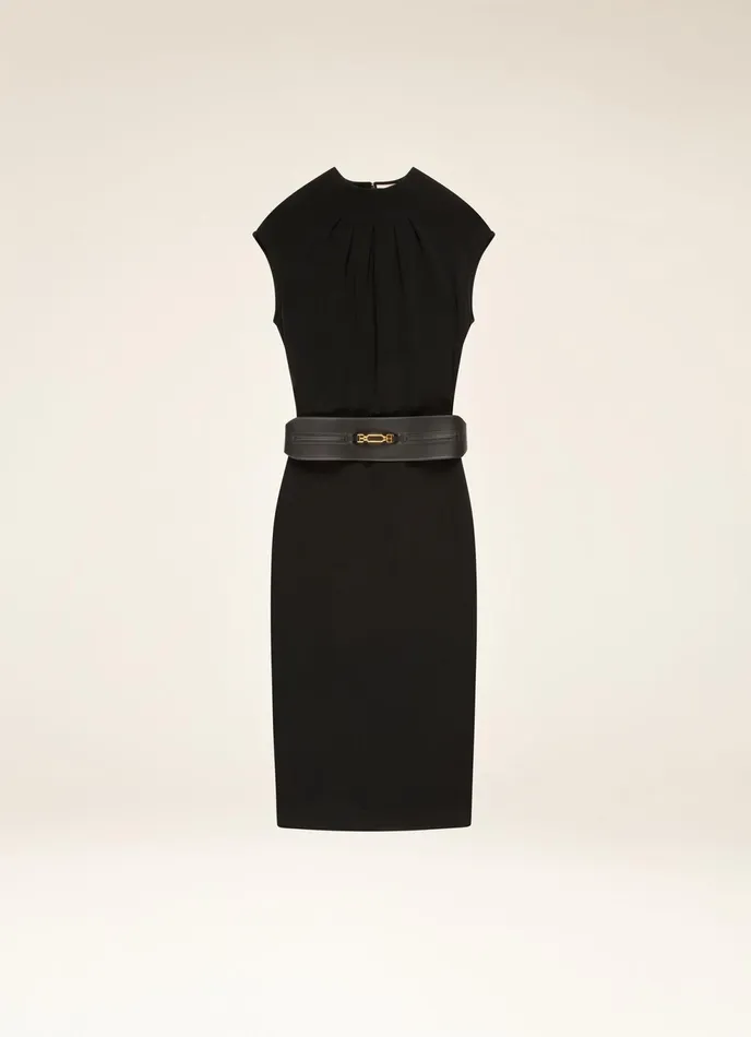 Women Bally Dresses And Skirts Belted Midi Dress 8211 Viscose Mix Dress In Black