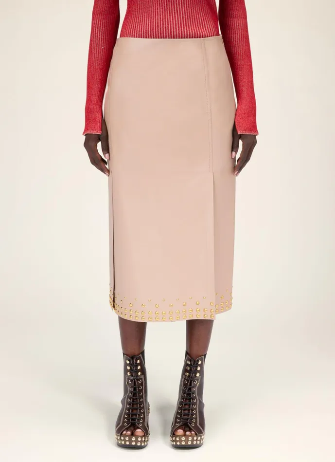 Women Bally Dresses And Skirts Leather Skirt 8211 Leather Skirt In Blush Pink