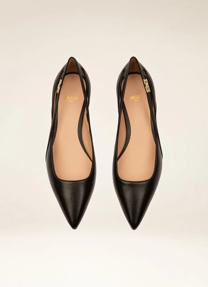 Women Bally Flats and Moccasins Elsa Flat 8211 Leather Flats In Black