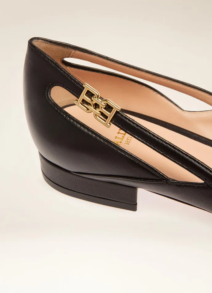 Women Bally Flats and Moccasins Elsa Flat 8211 Leather Flats In Black