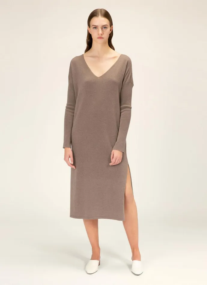 Women Bally Knitwear Knitted Dress 8211 Wool and Cashmere Dress In Beige