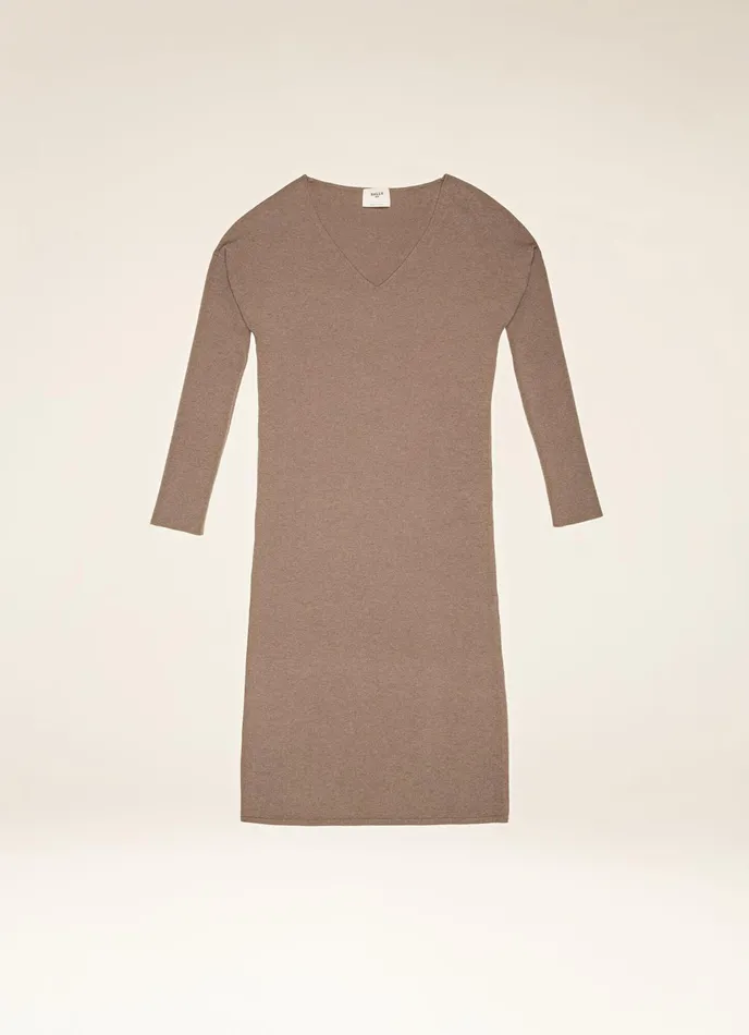 Women Bally Knitwear Knitted Dress 8211 Wool and Cashmere Dress In Beige