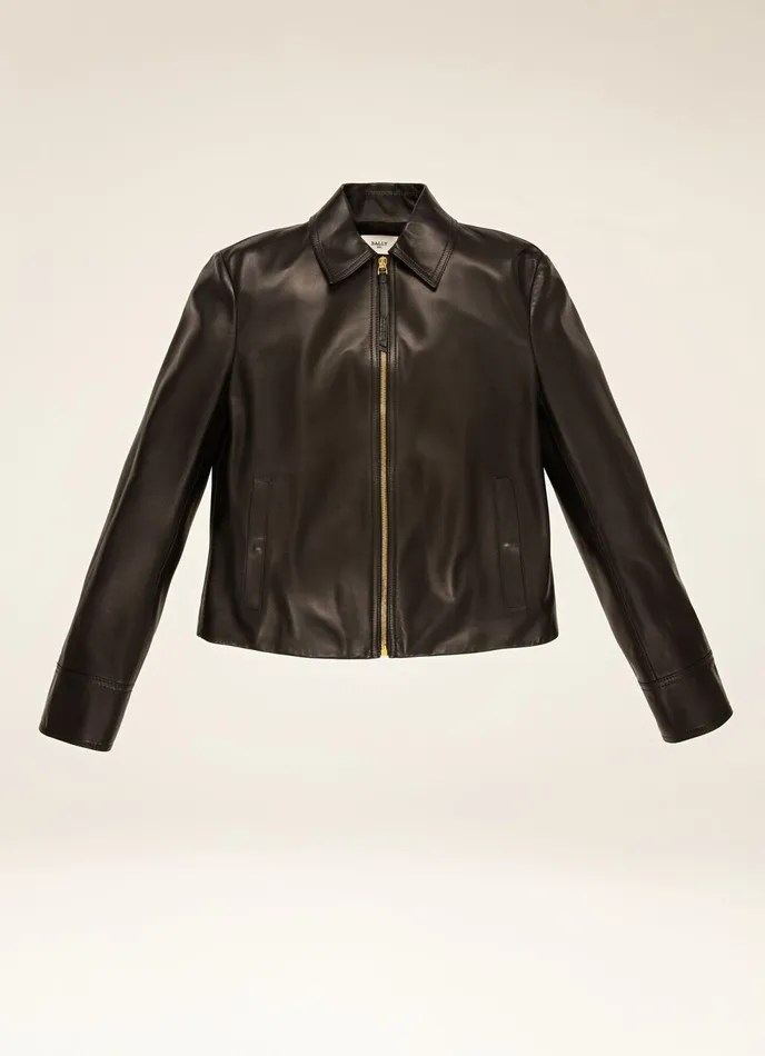 Women Bally Leather Leather Jacket 8211 Leather Outerwear In Black