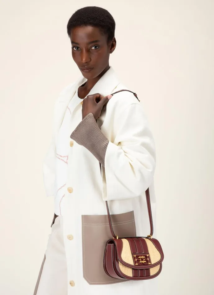 Women Bally Mini And Belt Bags Baily 8211 Fabric and Leather Minibag In Natural and Heritage Red