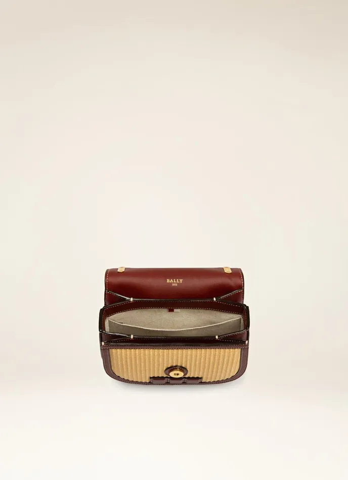 Women Bally Mini And Belt Bags Baily 8211 Fabric and Leather Minibag In Natural and Heritage Red