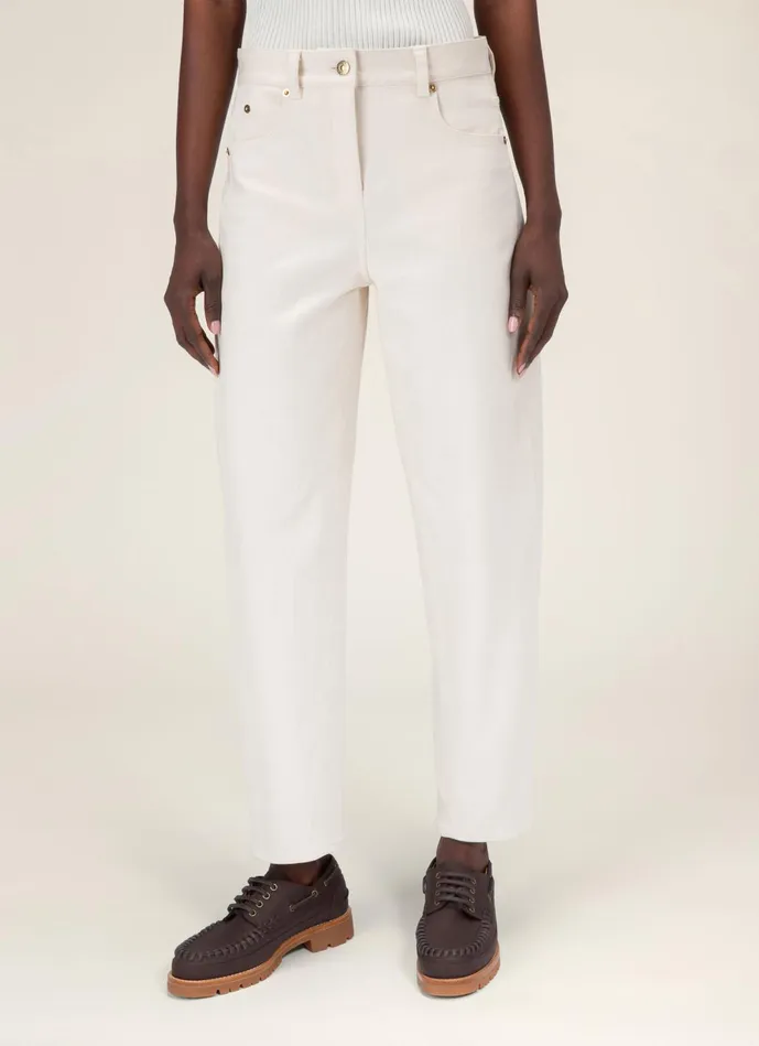 Women Bally Pants Denim Trousers 8211 Cotton and Elastane Pants In Bone