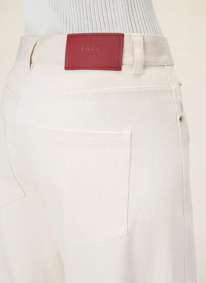 Women Bally Pants Denim Trousers 8211 Cotton and Elastane Pants In Bone