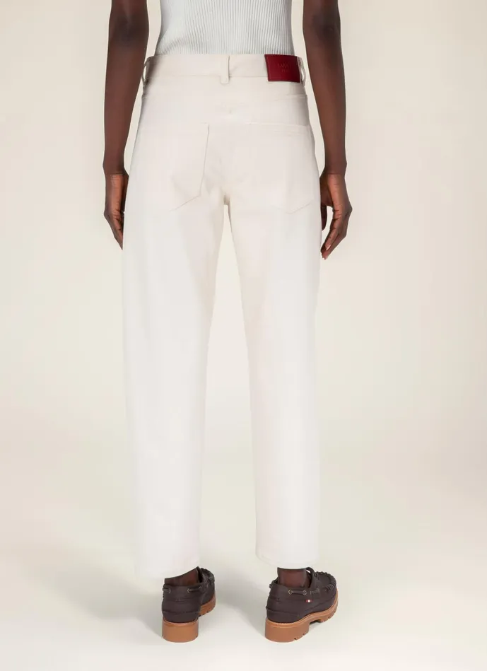 Women Bally Pants Denim Trousers 8211 Cotton and Elastane Pants In Bone