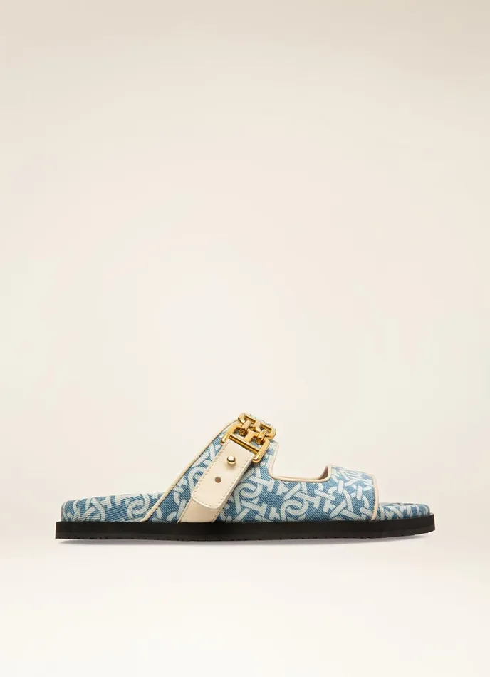 Women Bally Sandals Emma 8211 Organic Cotton Denim Slides In Blue