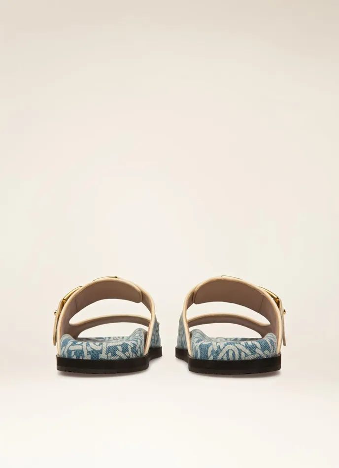 Women Bally Sandals Emma 8211 Organic Cotton Denim Slides In Blue