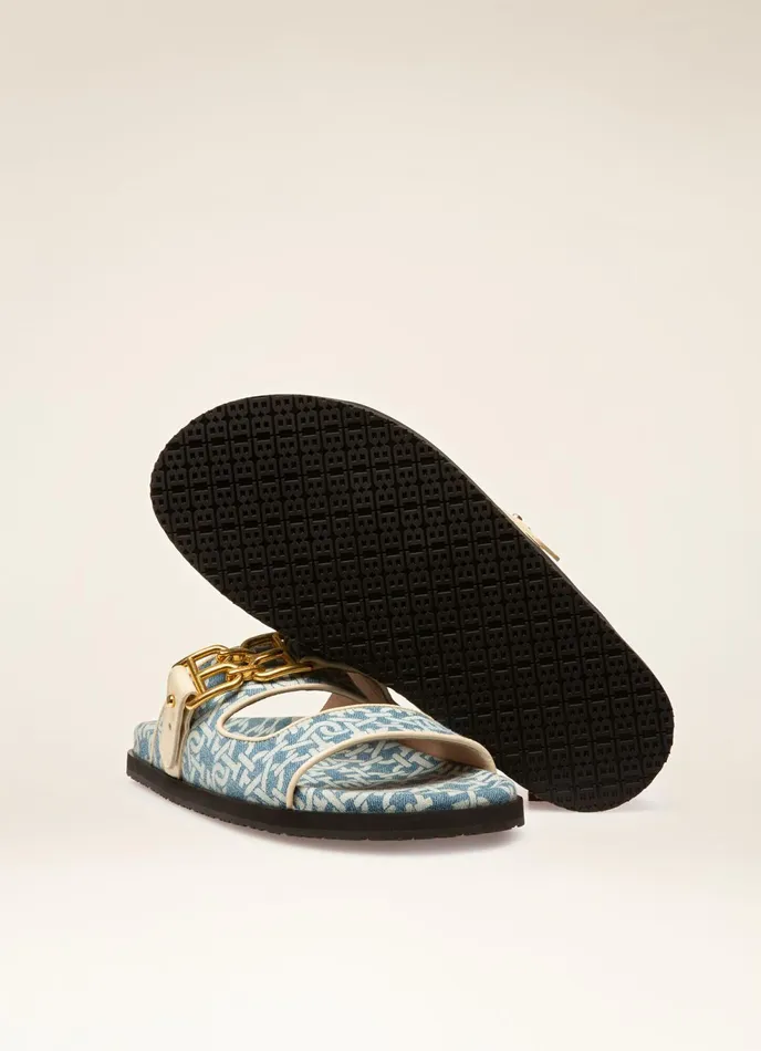 Women Bally Sandals Emma 8211 Organic Cotton Denim Slides In Blue