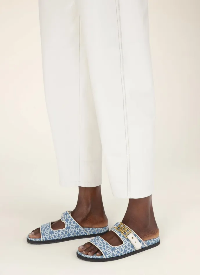 Women Bally Sandals Emma 8211 Organic Cotton Denim Slides In Blue