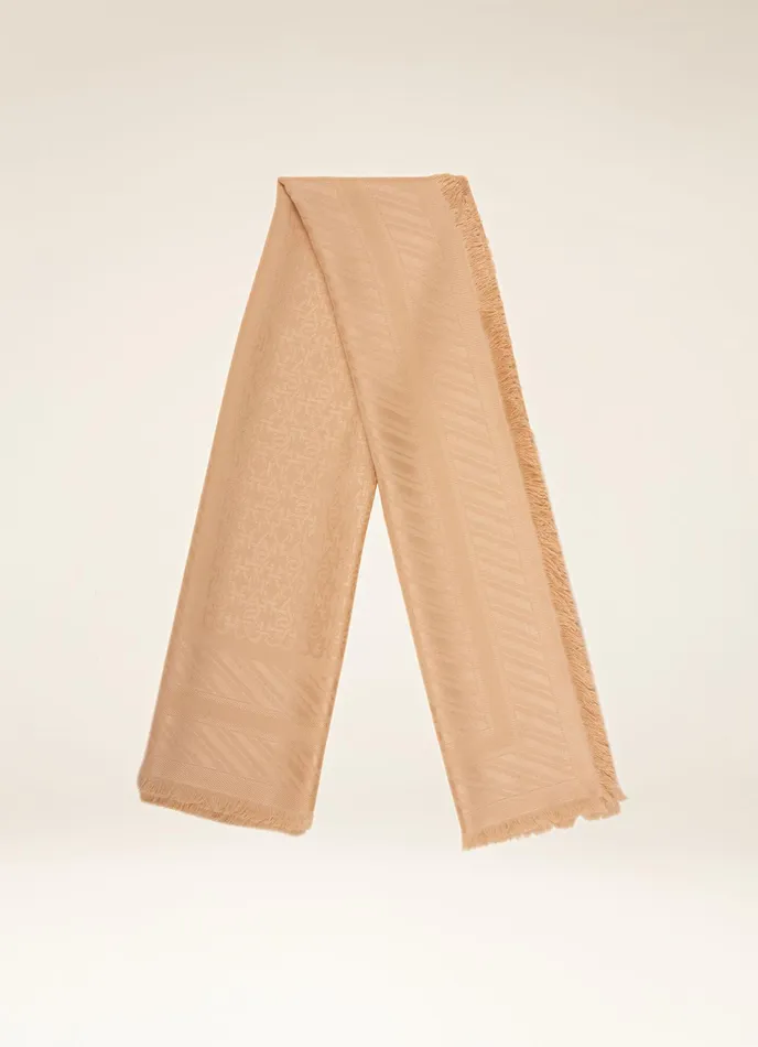 Women Bally Scarves Monogram Scarf 8211 Silk Mix Accessory In Blush Pink