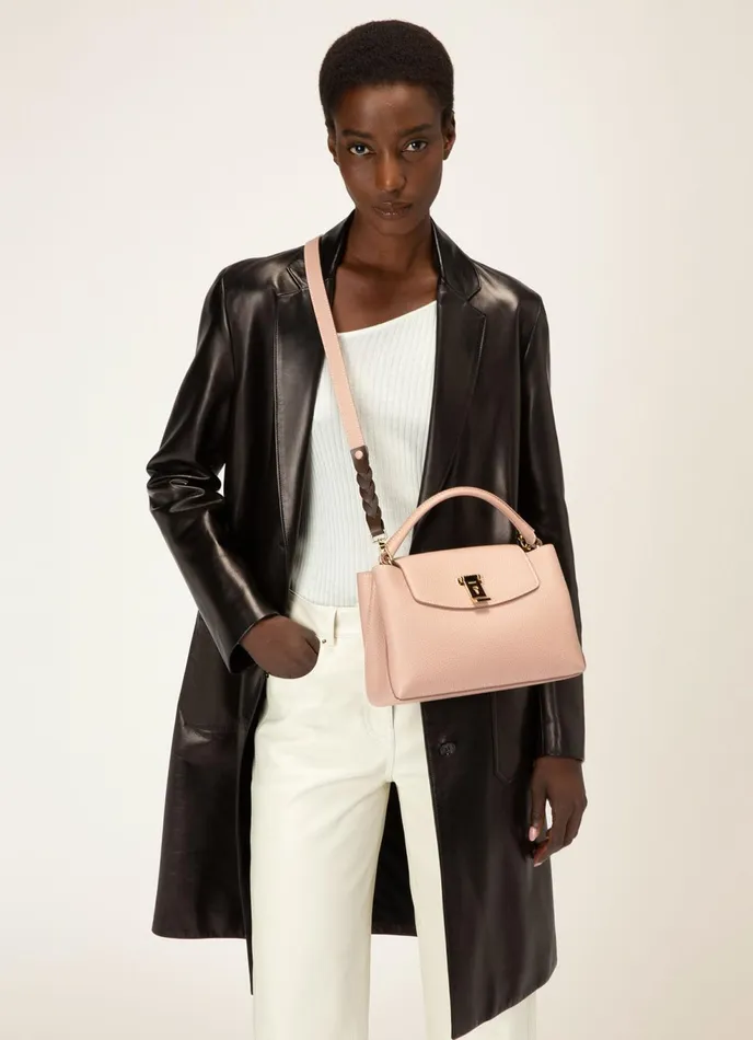 Women Bally Top Handle Bags Layka Small 8211 Leather Top Handle Bag In Pink