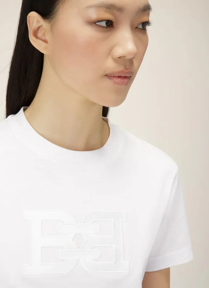 Women Bally Tops BChain TShirt 8211 Organic Cotton TShirt In White