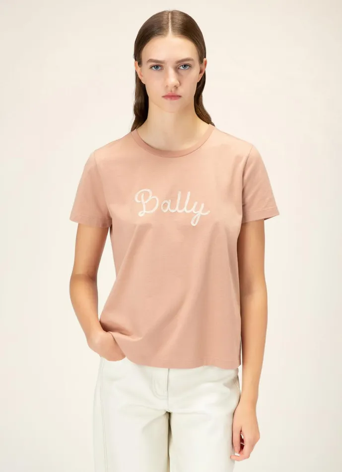 Women Bally Tops Logo Tshirt 8211 Cotton Top In Pink