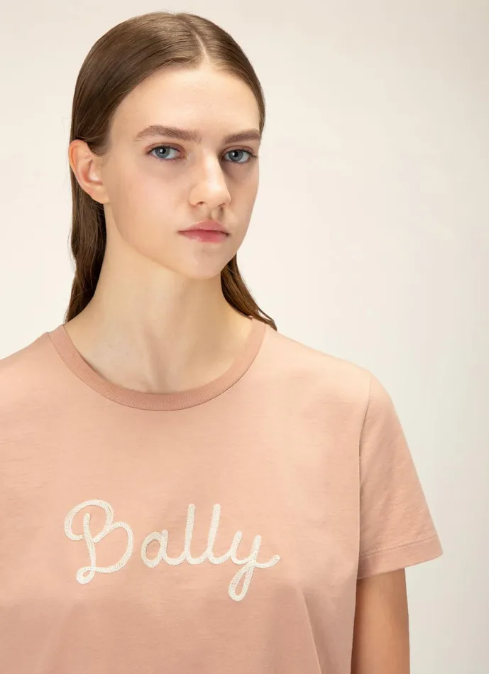 Women Bally Tops Logo Tshirt 8211 Cotton Top In Pink