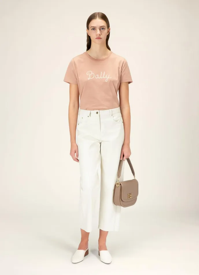 Women Bally Tops Logo Tshirt 8211 Cotton Top In Pink