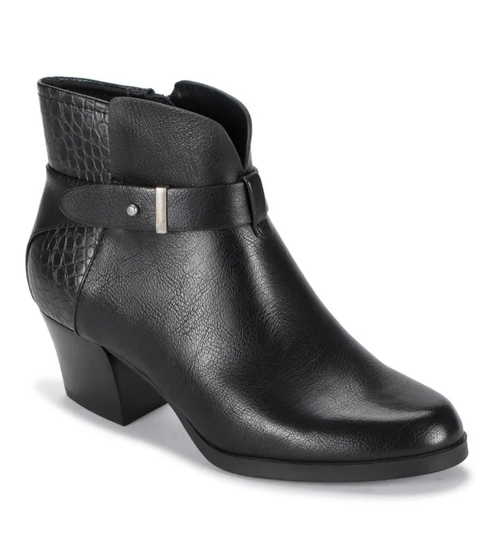 Women Baretraps Booties Lane Block Heel Bootie Black Croco
