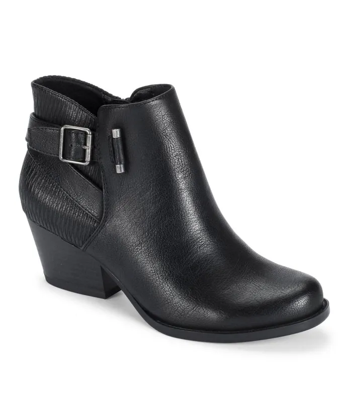 Women Baretraps Booties Reggie Block Heel Bootie Black Wave Emboss