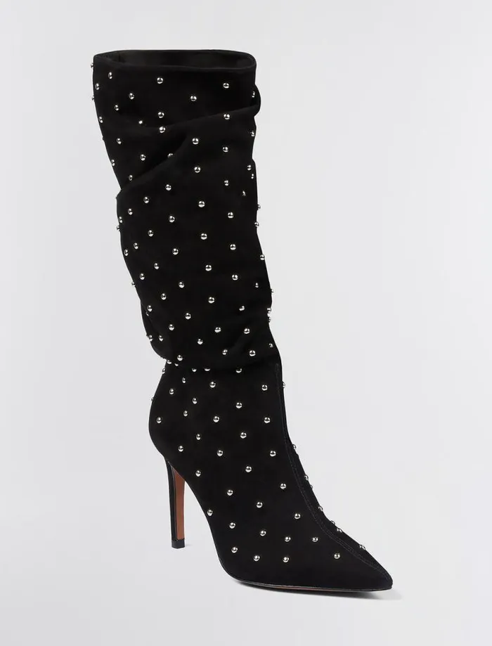 Women BCBG Shoes Toni Studded Tall Boot Black Stud