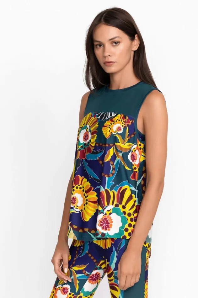 Women Bee Active High Low Mesh Contrast Tank Kimbra Johnny Was Tops