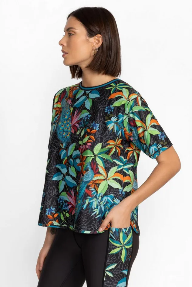 Women Bee Active Short Sleeve Oversize Crop Tee Paon Print Johnny Was Active Women Bee Active Short Sleeve Oversize Crop Tee Paon Print Johnny Was Active