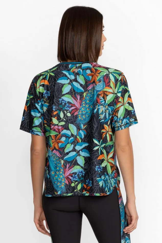 Women Bee Active Short Sleeve Oversize Crop Tee Paon Print Johnny Was Active Women Bee Active Short Sleeve Oversize Crop Tee Paon Print Johnny Was Active
