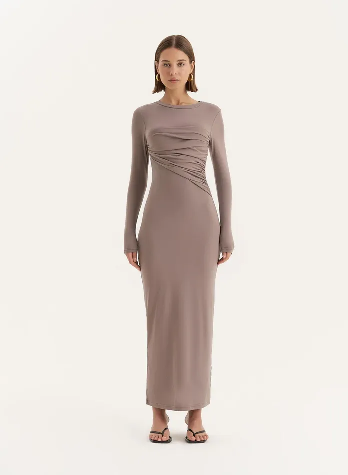 Women Beige Bust Detail Long Sleeve Maxi Dress Xavier 4th and Reckless Dresses Women Beige Bust Detail Long Sleeve Maxi Dress Xavier 4th and Reckless Dresses