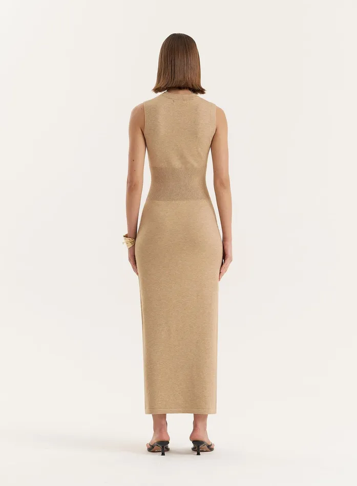 Women Beige Sleeveless Knitted Maxi Dress Dai 4th and Reckless Dresses