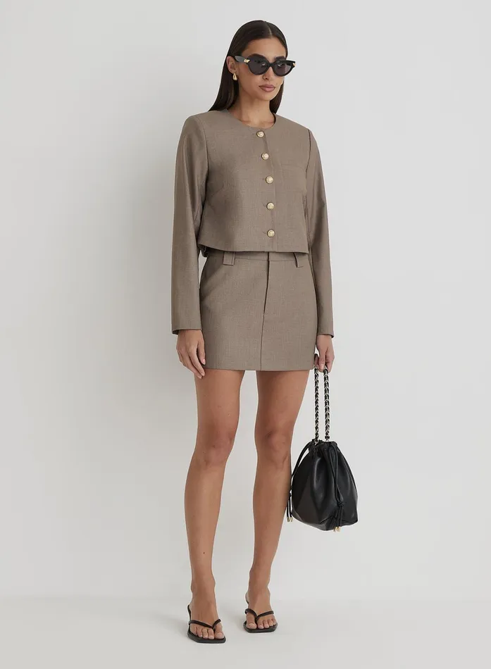 Women Beige Tailored Mini Skirt Lorelai 4th and Reckless Skirts