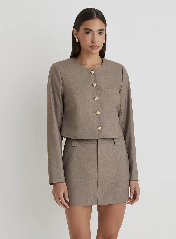 Women Beige Tailored Mini Skirt Lorelai 4th and Reckless Skirts