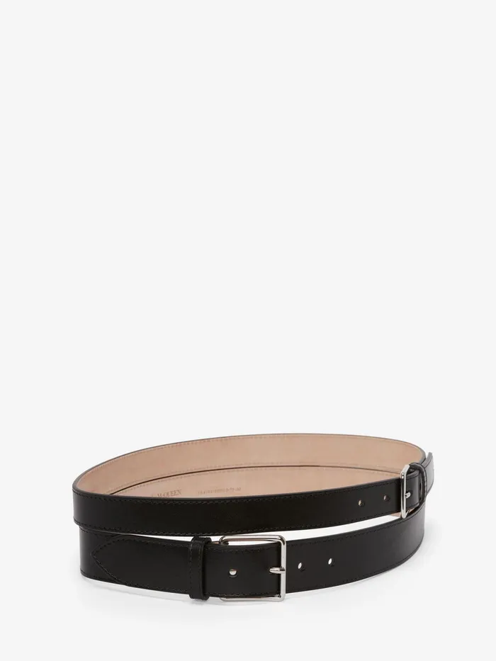 Women Belts Alexander McQueen Thin Double Belt Black