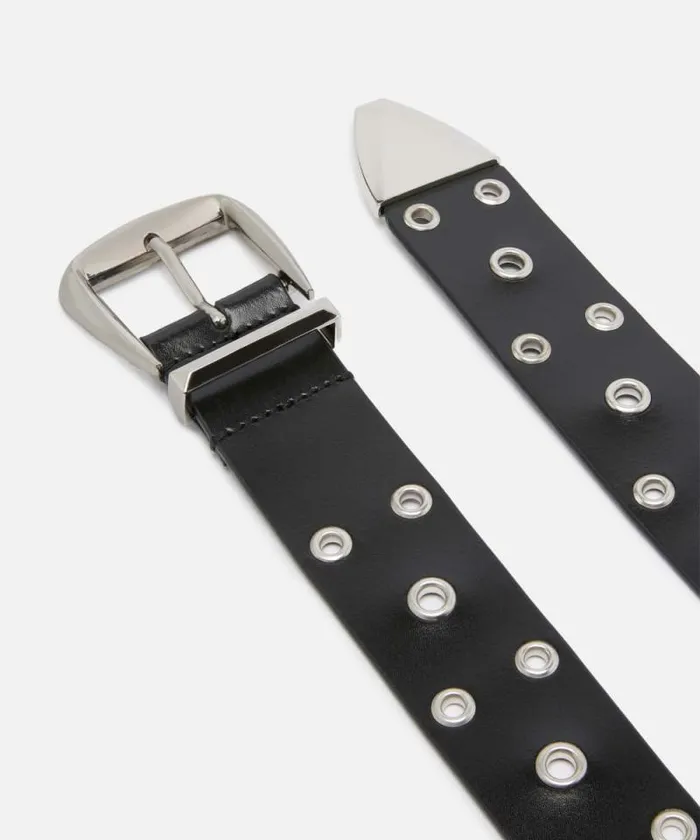 Women Belts Pinko Leather Belt With Eyelets 4cm Limo Blackshiny Nickel Women Belts Pinko Leather Belt With Eyelets 4cm Limo Blackshiny Nickel