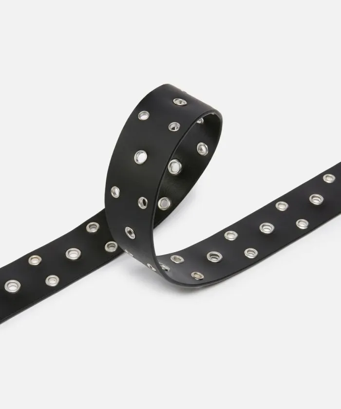 Women Belts Pinko Leather Belt With Eyelets 4cm Limo Blackshiny Nickel Women Belts Pinko Leather Belt With Eyelets 4cm Limo Blackshiny Nickel