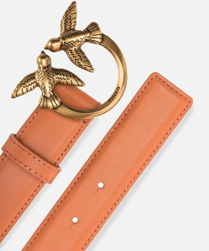 Women Belts Pinko Love Birds Leather Belt 3cm Brandy Orangeantiquegold Women Belts Pinko Love Birds Leather Belt 3cm Brandy Orangeantiquegold
