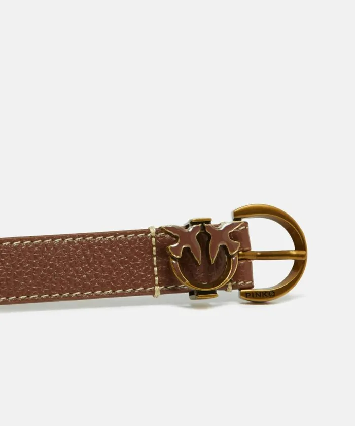 Women Belts Pinko Tumbled Leather Belt With Love Birds Detail 25 Cm Tanantiquegold Women Belts Pinko Tumbled Leather Belt With Love Birds Detail 25 Cm Tanantiquegold